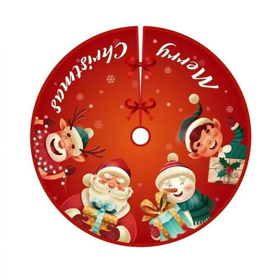 Christmas Tree Skirt Red 35.4 IN,Red Faux Fur Christmas Tree Skirt,Xmas Tree Skirt Base Cover Mat for Christmas Tree Holiday Home Party Decoration