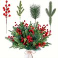 HOT! Set of 60 lifelike artificial pine branches with red berries