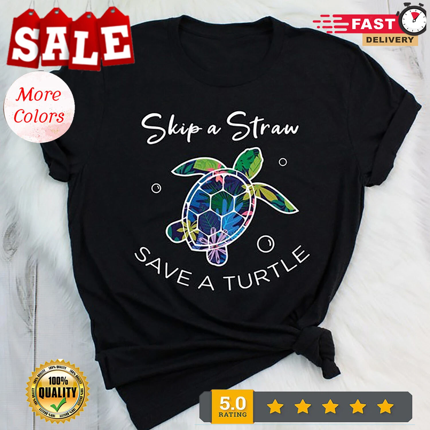 Save Rhe Baby Turtles HOT-Skip The Plastic Straw To Save A Turtle Turtles Ocean Lover T-Shirt ...