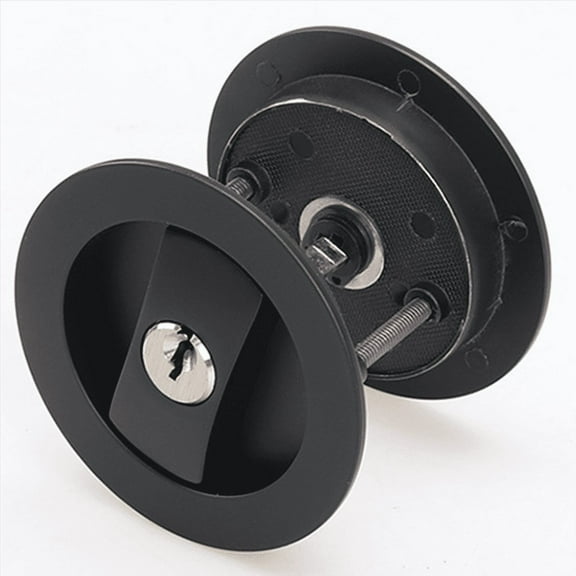 HOT! Sliding Pocket Door Lock Black Privacy Round Hardware Contemporary with Keys