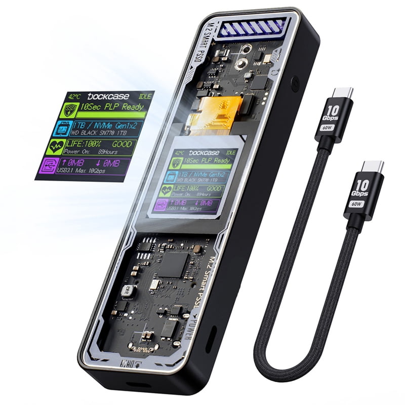 LEOTEC Case Esterno Per Dischi M.2 NVME Con Pannello LCD - Alloggiamento Portatile Con Garanzia 3 Anni