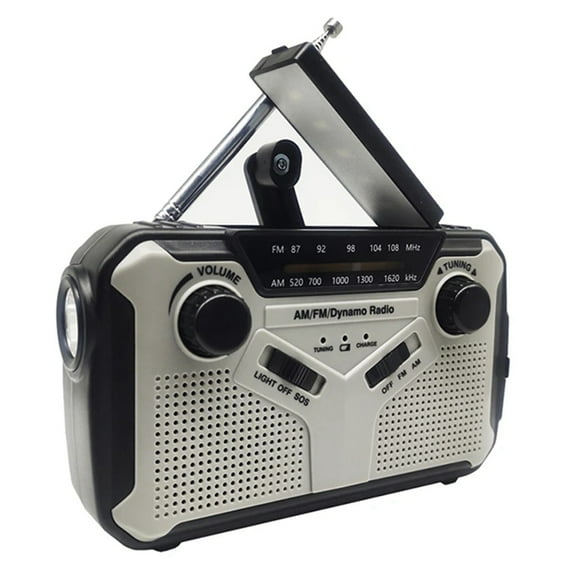 Solar Radio, AM/FM Portable Crank Radio Dynamo Emergency with 2500 MAh Rechargeable Battery, SOS Alarm for Camp