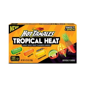 HOT TAMALES Tropical Heat Chewy Candy, 4.25 ounce Theater Box