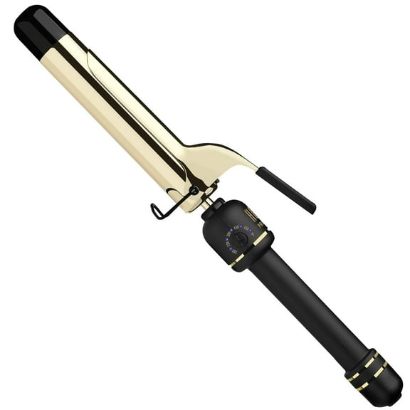 HOT TOOLS 24K Gold Extended Barrel Spring Curling Iron 1.25" with Clamp for Tousled Curls