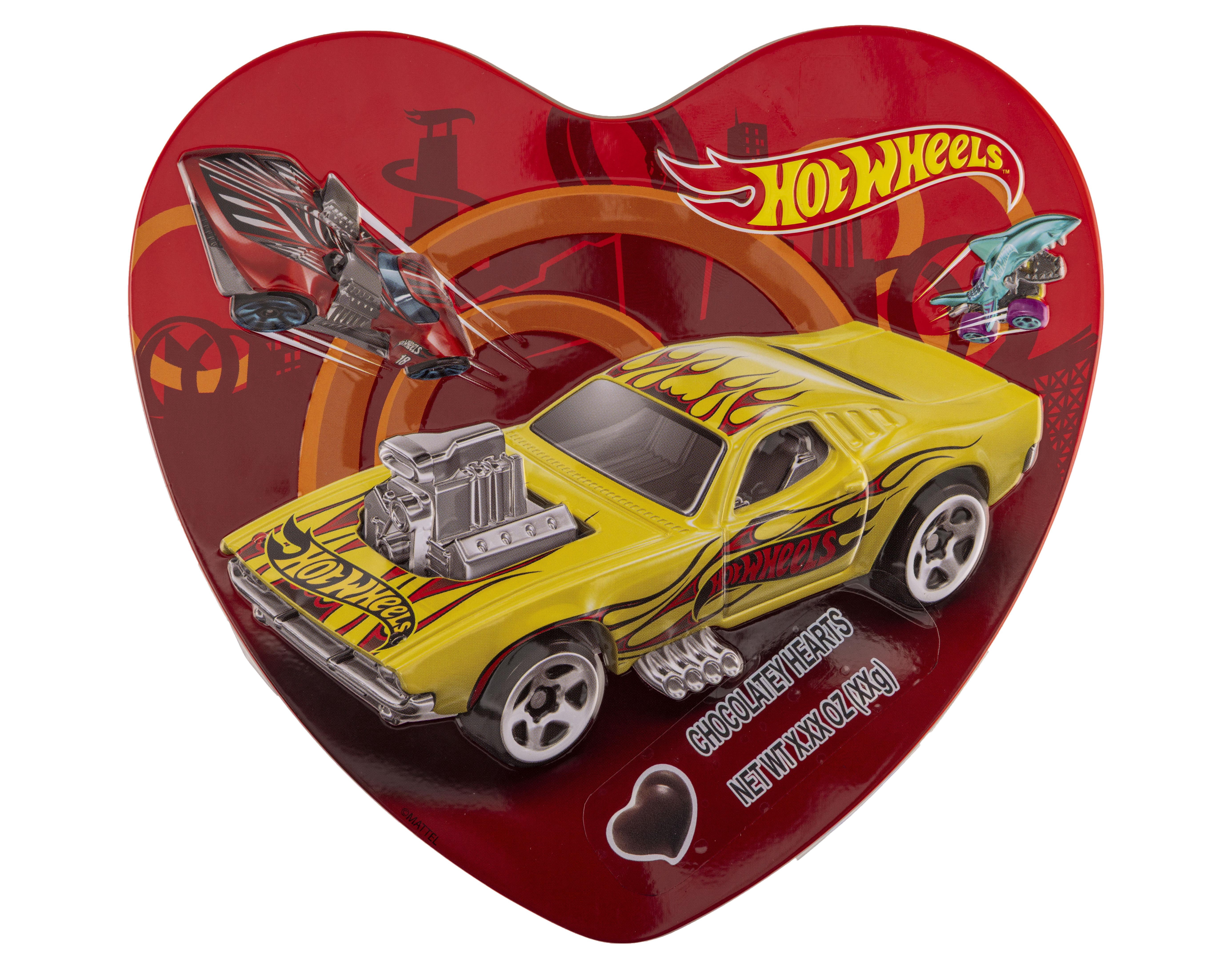Hot Wheels Heart Tin with 10 pieces of Chocolate