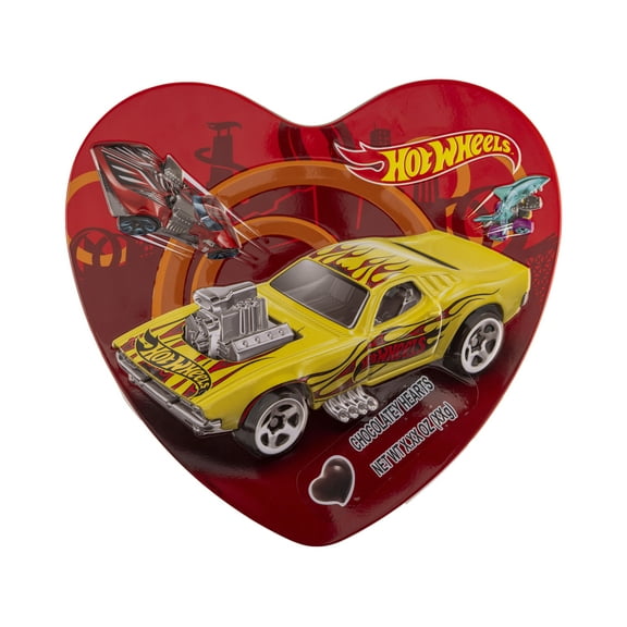 Hot Wheels Heart Tin with 10 pieces of Chocolate