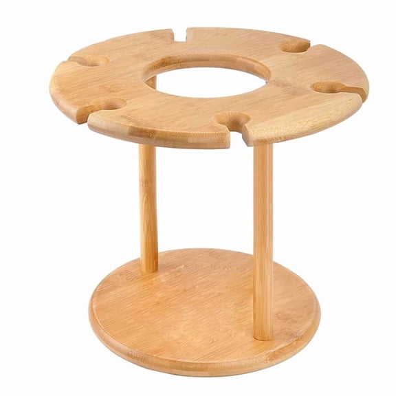 HOT Wine Glass Rack Freestanding Stemware Storage Natural Bamboo Wooden Glasses Tabletop Holder