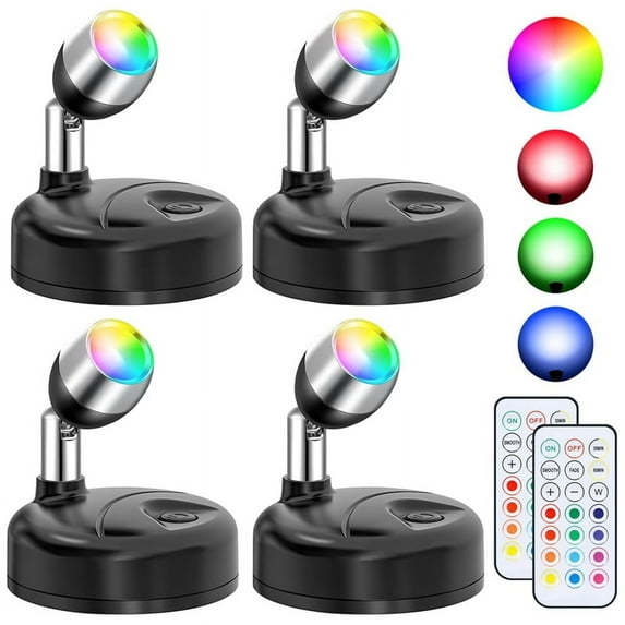 HOT Wireless RGBW Spot Lights Indoor Decor,4 Pack Floor Uplighting Indoor,13 Color Changing Tree Lights,with Remote