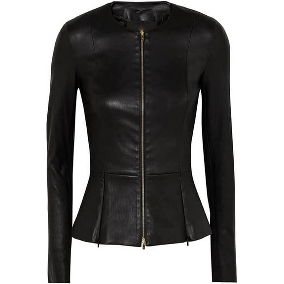 HOT Women's Genuine Black Lambskin Real Leather Jacket Stylish Biker Coat W303