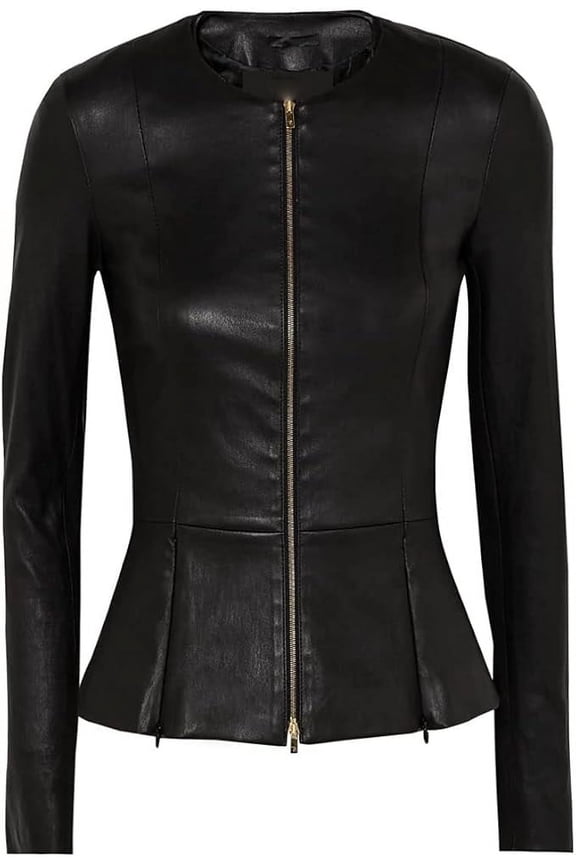 HOT Women's Genuine Black Lambskin Real Leather Jacket Stylish Biker Coat W303