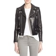 thumbnail image 1 of HOT Women's Genuine Black Lambskin Real Leather Jacket Stylish Collared Biker Coat W529, 1 of 3