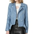 thumbnail image 1 of HOT! Women's Genuine Blue Lambskin Leather Jacket Slim Fit Biker Collared jacket Coat W372, 1 of 4