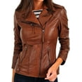 thumbnail image 1 of New Women's Tan Lambskin Leather Jacket Stylish Slim Fit Motorcycle Jacket W504, 1 of 4