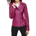 thumbnail image 1 of HOT Women's Genuine Pink Lambskin Real Leather Jacket Stylish Collared Biker Coat W414, 1 of 3