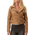 thumbnail image 1 of HOT! Women's Genuine Tan Lambskin Leather Jacket Slim Fit Biker jacket Coat W488, 1 of 3