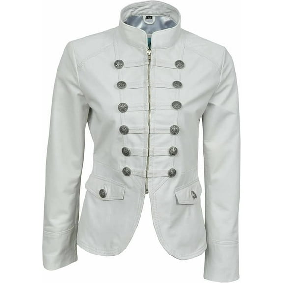 HOT Women's Genuine White Lambskin Real Leather Jacket Stylish Biker Coat W376