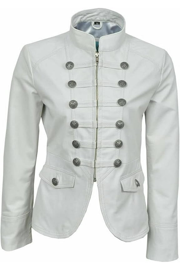 HOT Women's Genuine White Lambskin Real Leather Jacket Stylish Biker Coat W376