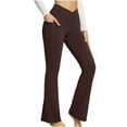 thumbnail image 1 of HOT Womens Casual Flare Leggings with Pocket Bootleg Yoga Pants Crossover Hight Waisted Workout Pants-012, 1 of 9