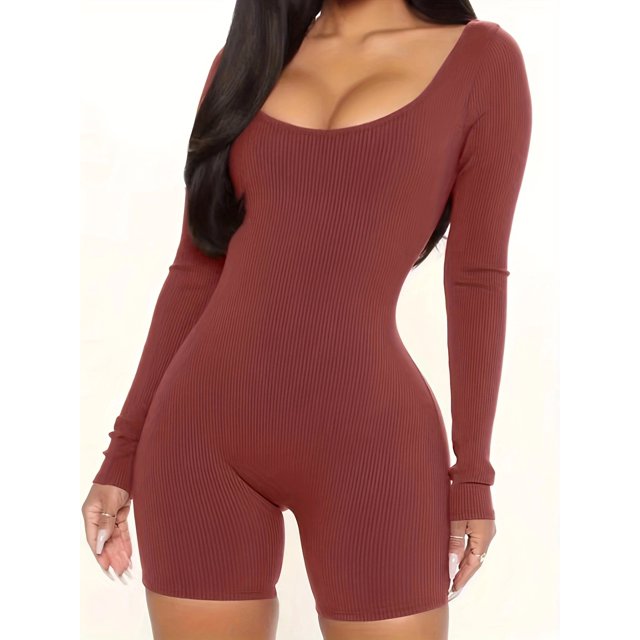 HOT plus size Long Sleeve Bodycon Jumpsuit for Women Short Pants