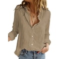thumbnail image 1 of HOTAPEI Button Down Shirts for Women Casual Long Sleeve Shirt Linen Tops V Neck Blouses, 1 of 5