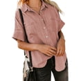 thumbnail image 1 of HOTAPEI Button Down Shirts for Women Casual Vintage V Neck Short Sleeve Tops With Pockets, 1 of 5