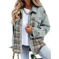 thumbnail image 1 of HOTAPEI Jean Jacket for Women Casual Plaid Button Down Boyfriend Denim Jackets Oversized Shacket Jacket With Chest Pockets, 1 of 6