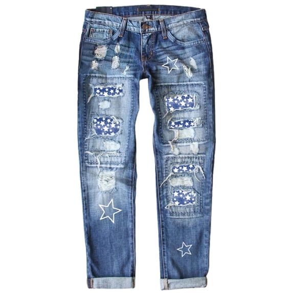 HOTAPEI Ripped Jeans for Women Boyfriend Jeans Straight Leg Jeans Distressed Ripped Skinny Jeans