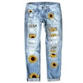 thumbnail image 1 of HOTAPEI Ripped Jeans for Women Plaid Patch Boyfriend Jeans Straight Leg Jeans Distressed Ripped Skinny Jeans, 1 of 4