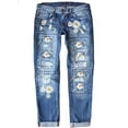 thumbnail image 1 of HOTAPEI Womens Ripped Jeans Floral Patchwork Jeans Straight Leg Jeans Destroyed Slim Fit Jeans, 1 of 5