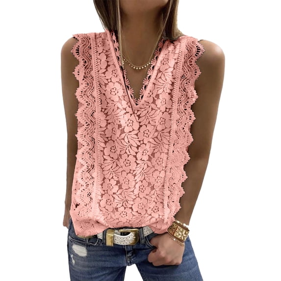 HOTAPEI Womens Tank Top Casual Sleeveless Tops Lace Tunic Tank Tops V Neck Summer Shirts Blouse
