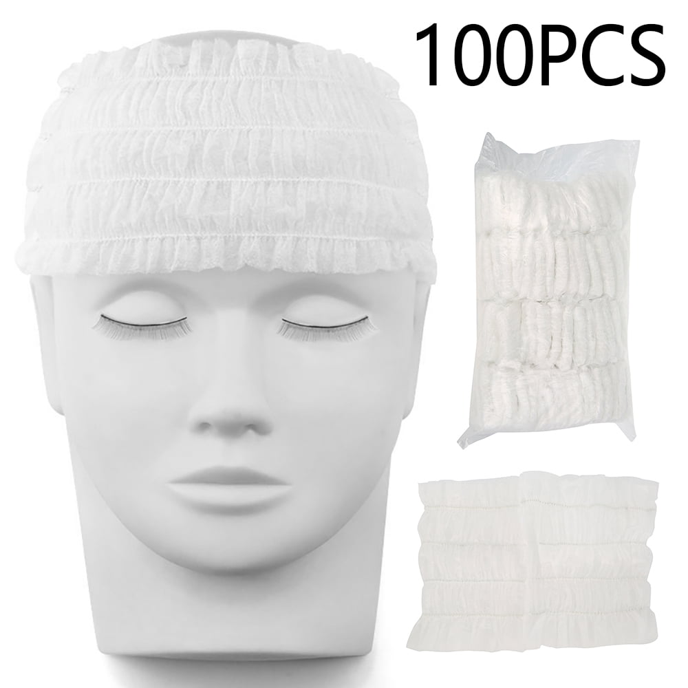 HOTBEST 100Pcs Disposable Spa Headbands for Women, Hair Wrap for Facial