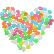 HOTBEST 100pcs Solar Glow Rocks Outdoor Decor Luminous Cobblestones Glow in the Dark Luminous Pebbles for Garden Pond Path Lawn Ya