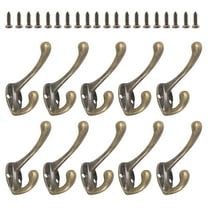 HOTBEST 10Pcs Heavy Duty Dual Coat Hooks Wall Mounted Coat Rack Bronze Vintage Hanger with 20 Screws