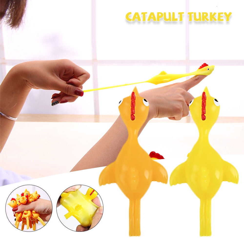 HOTBEST 10Pcs Slingshot Chicken Rubber Eject Flying Turkey Flingers
