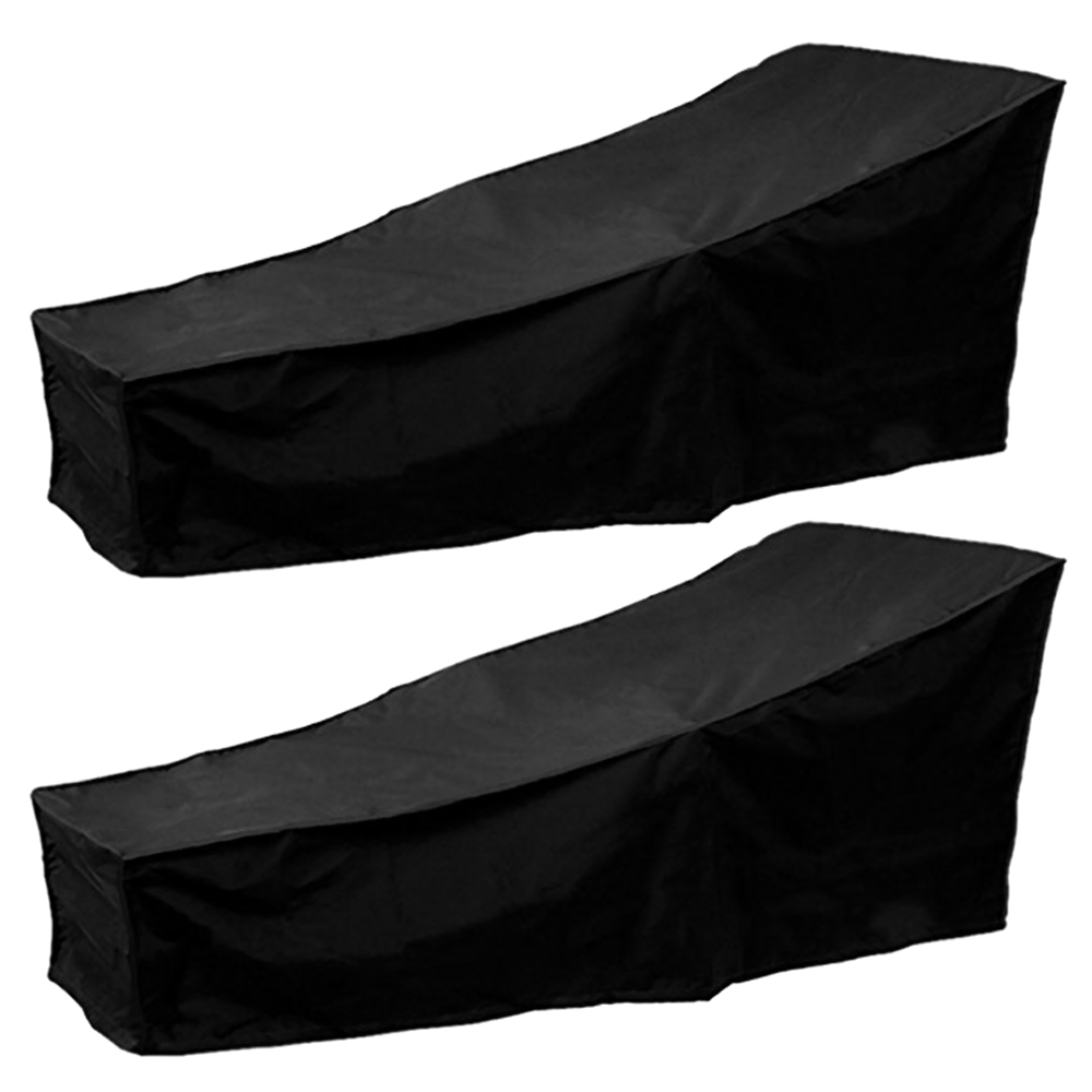 HOTBEST 2 Pcs Outdoor Chaise Lounge Chair Cover Waterproof Patio Furniture Pool Lounge Chair Covers Protector Heavy Duty Premium 82”Lx30”Wx31”H (Black) - image 1 of 8