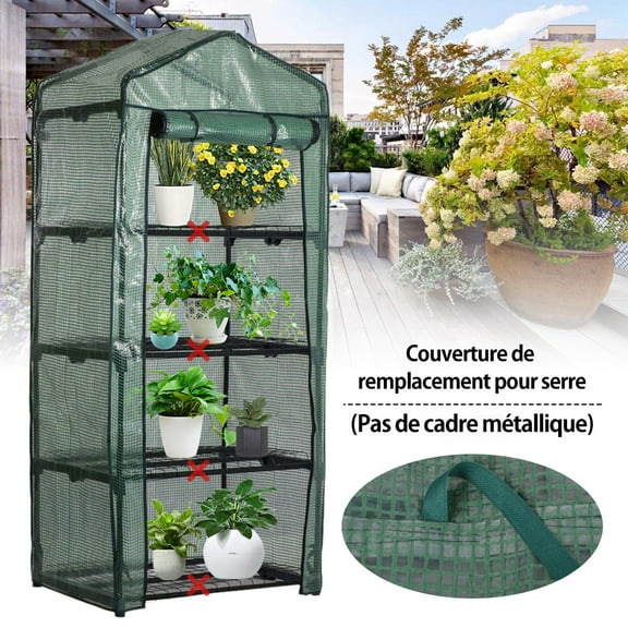 HOTBEST 4 Tier Mini Replacement Greenhouse Covers Walk in with Reinforced Cover Plastic Portable PE Tier Plant Greenhouse Tent Outdoor Plastic