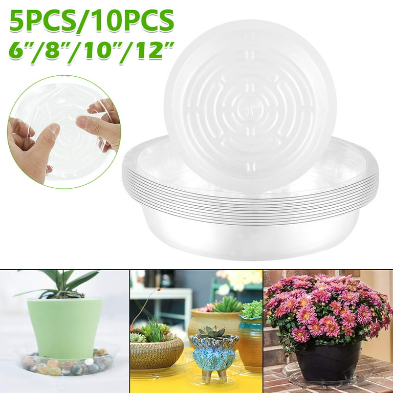 5pcs 6/8/12 Inch Plant Trays Plastic Saucer Round Drip Trays