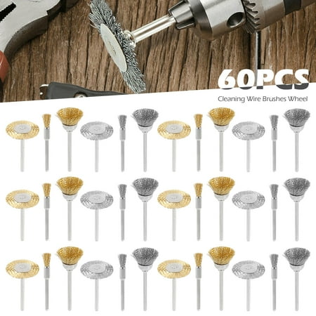 HOTBEST 60PC Stainless Steel Wire Brush Set Tool rotary die grinder remoal wheel