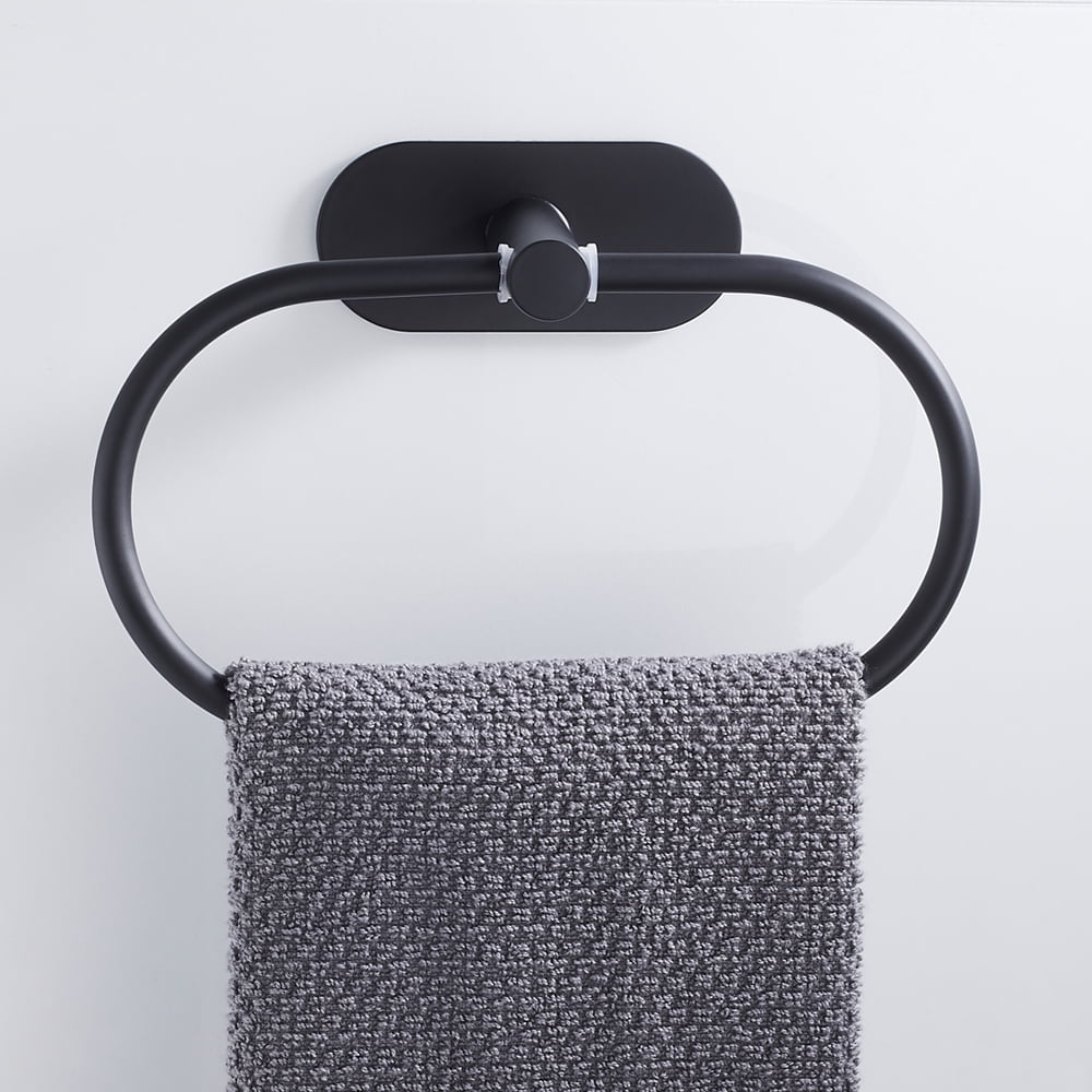 Hotbest Adhesive Towel Holder Towel Ring Self Adhesive Hand Towel Ring Stainless Steel Rustproof Bathroom Towel Holder Wall Mount, Size: Plating