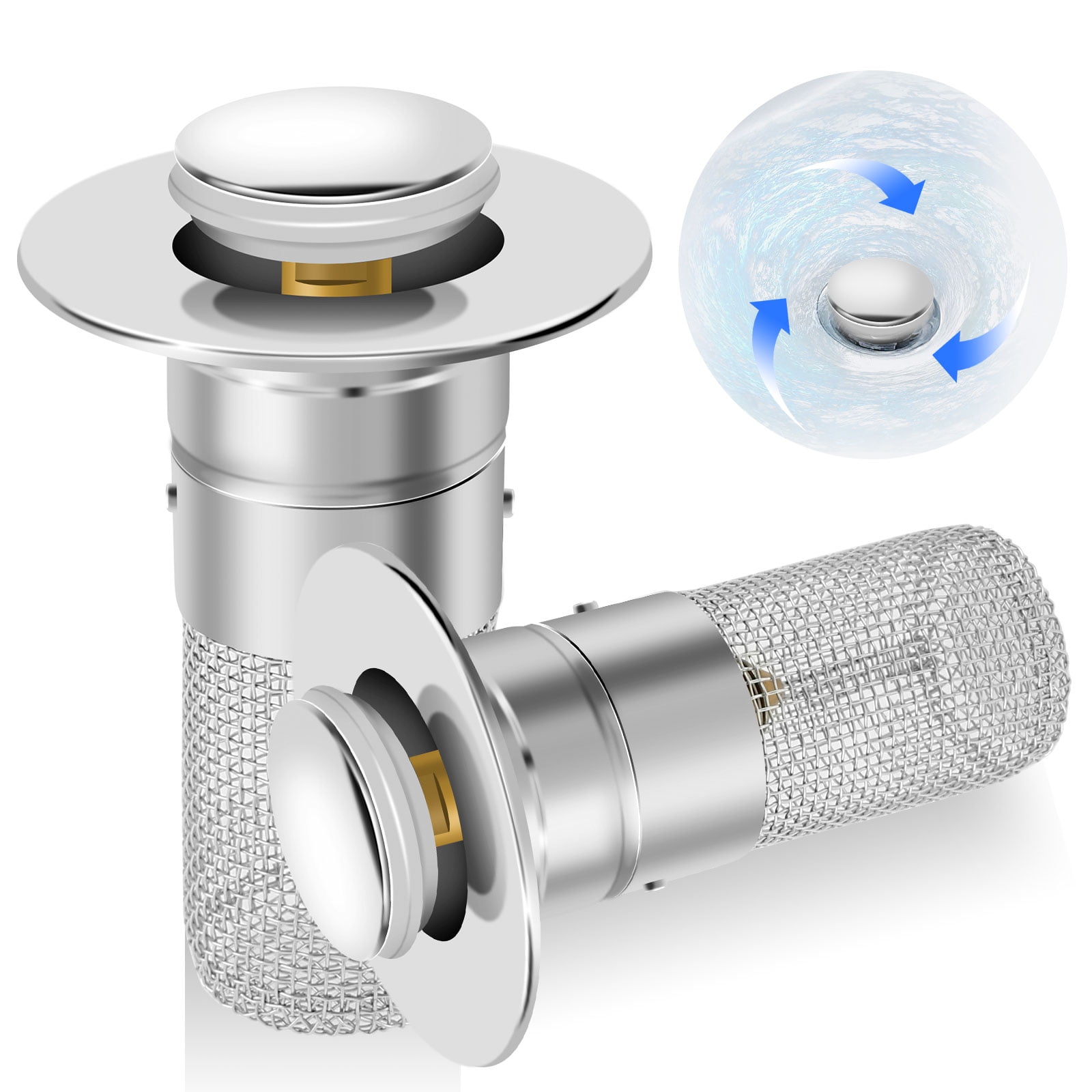 HOTBEST Bathroom Sink Plug PopUp Bathroom Sink Stopper 304 Stainless Steel Detachable Filter