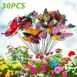 Dengmore Garden Butterflies Stakes 50pcs Stakes Outdoor Yard Planter Flower  Pot Bed Garden Decor Butterflies 