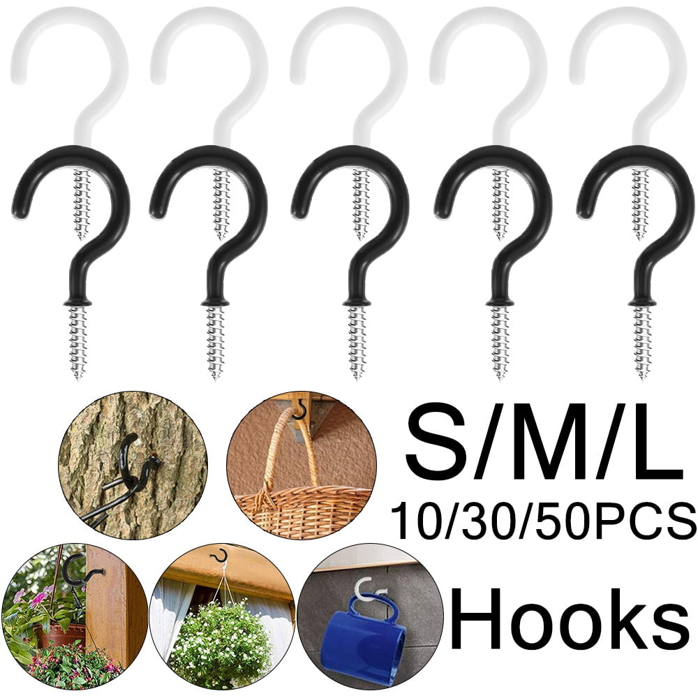 HOTBEST Ceiling Hooks, 2 Inch Vinyl Coated Screwin Hooks Hanging