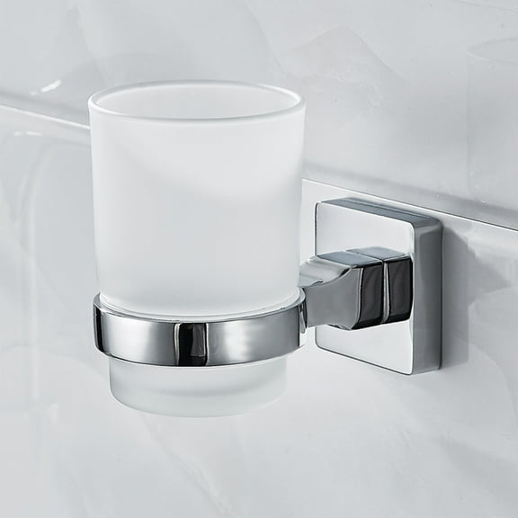 HOTBEST Cup Holder Bathroom Holders Toothbrush Tumbler Holder Wall Mounted Glass Chrome Cup Holder for Bathroom Kitchen