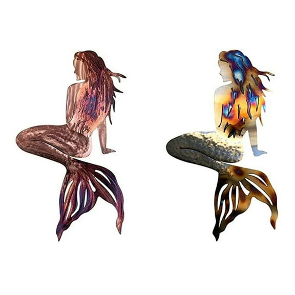 HOTBEST Mermaid Metal Art Wall Decor Wrought Iron Mermaid Handmade Creative Craft Panels Bathroom Hanging Decoration for Outdoor Garden Pool Patio Beach Home Living Room Art Decoration
