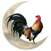 HOTBEST Metal Wall Rooster Indoor And Outdoor Crafts Rooster Moon Wall Decor Rooster Wall Farmhouse or Farm Decor
