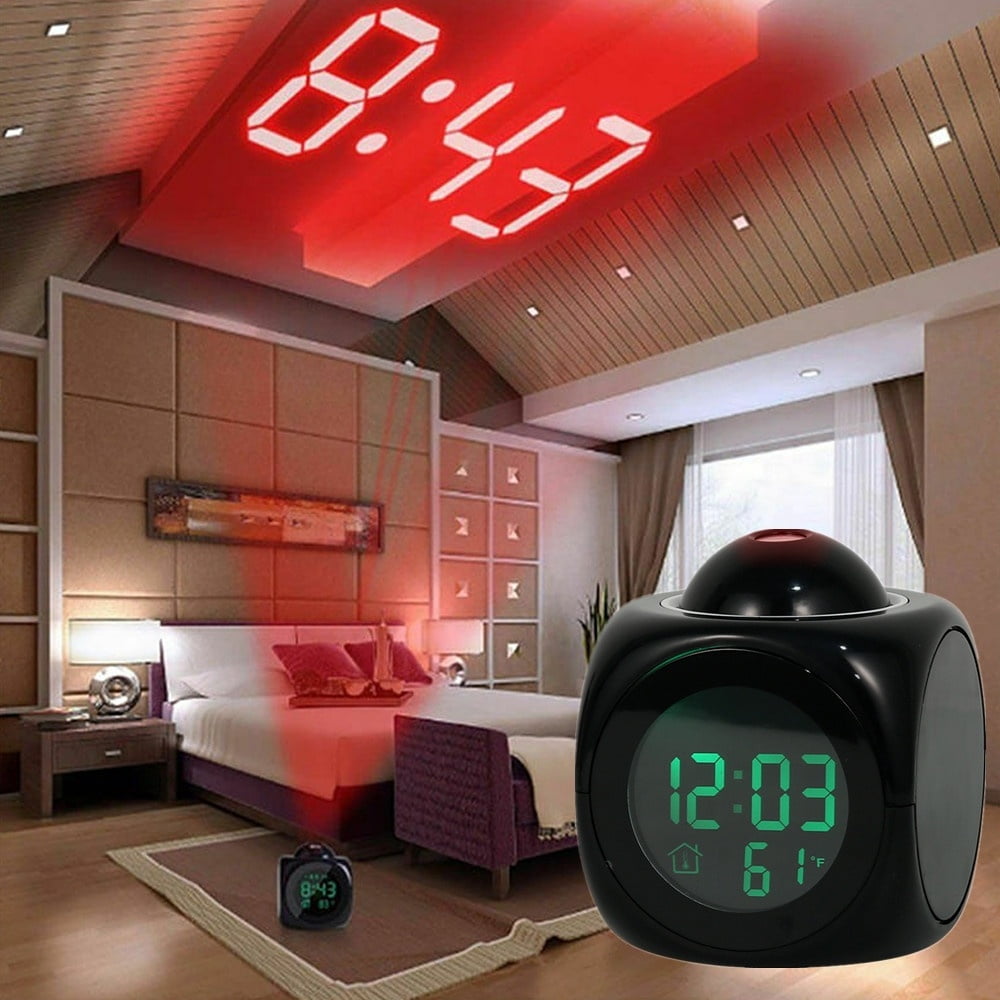 HOTBEST Multifunction Digital Projection Alarm Clock Voice Talking LCD ...