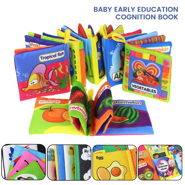 HOTBEST Newborn Baby Cloth Cognitive Books Infants Palm Book Early Learning Educational Books of