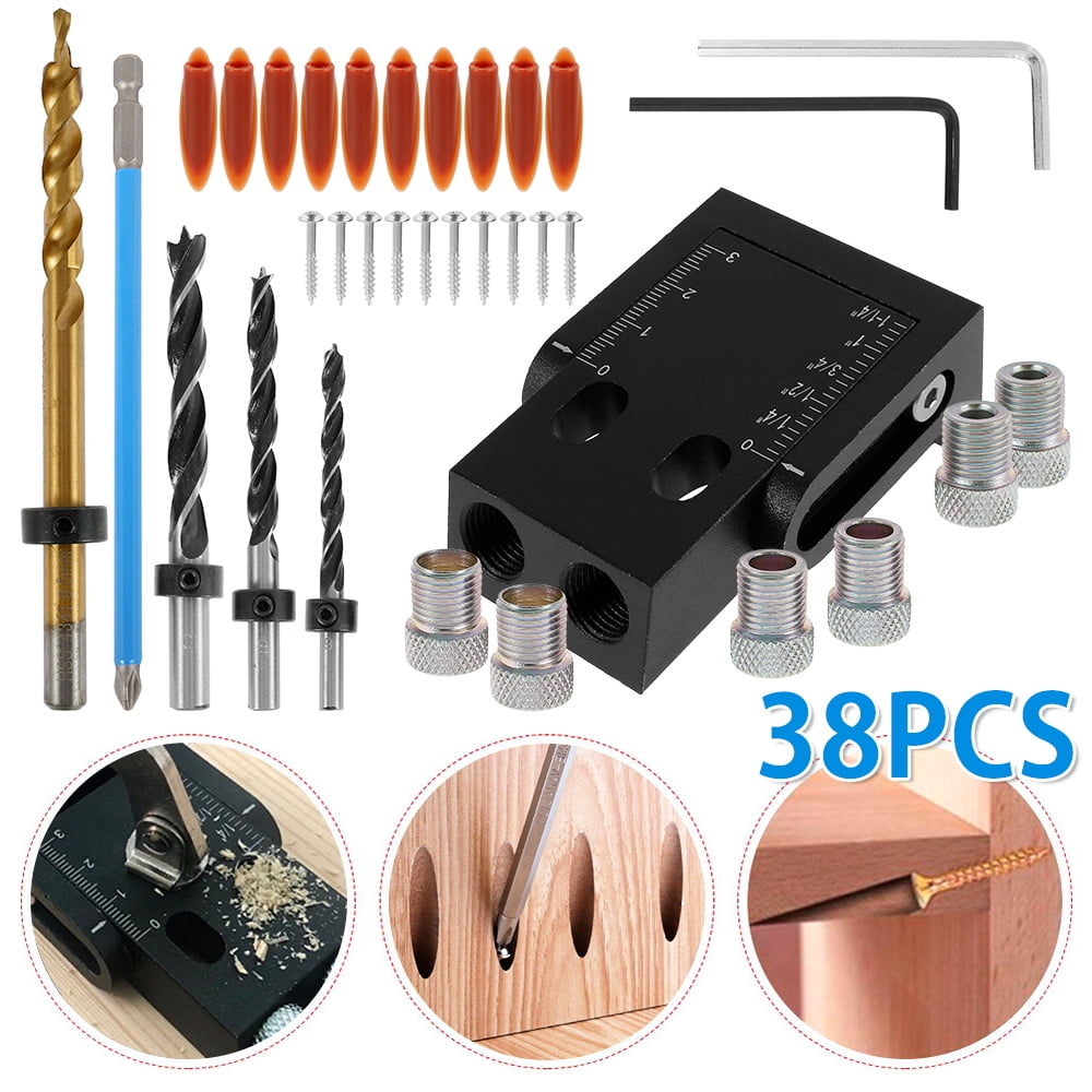 HOTBEST Pack of 32 Pocket Hole Jig Kit Complete Double/Twin Pocket Hole