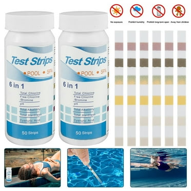 HOTBEST Pool and Spa Test Strips 6-in-1 Swimming Pool Test Kit 100 Count(2 boxes) Test Chlorine PH Chemicals Bromine and More Accurate Pool Testing Strip
