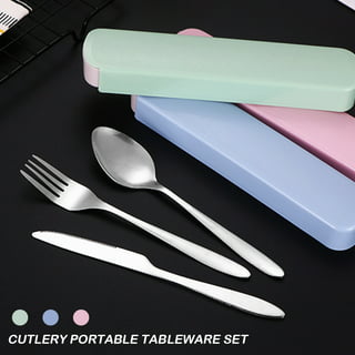 Portable Cutlery Set，Travel Utensil Set with Case，Travel 18/8 Stainless  Steel Spoon and Fork Set for Lunch Box, 3 PCs Travel Silverware Set Travel